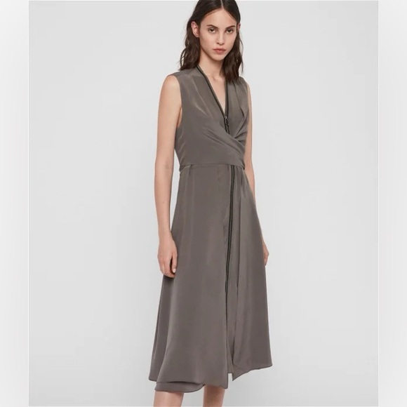 Allsaints Jadah 100% Silk Midi Dress - Picture 2 of 5